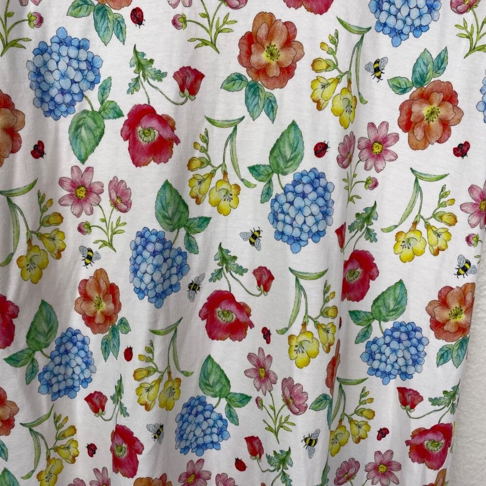 Cotn Women's Cottage Core Prairie Boho Floral Ladybug Bee Dress Multicolor Sz S - Picture 9 of 14